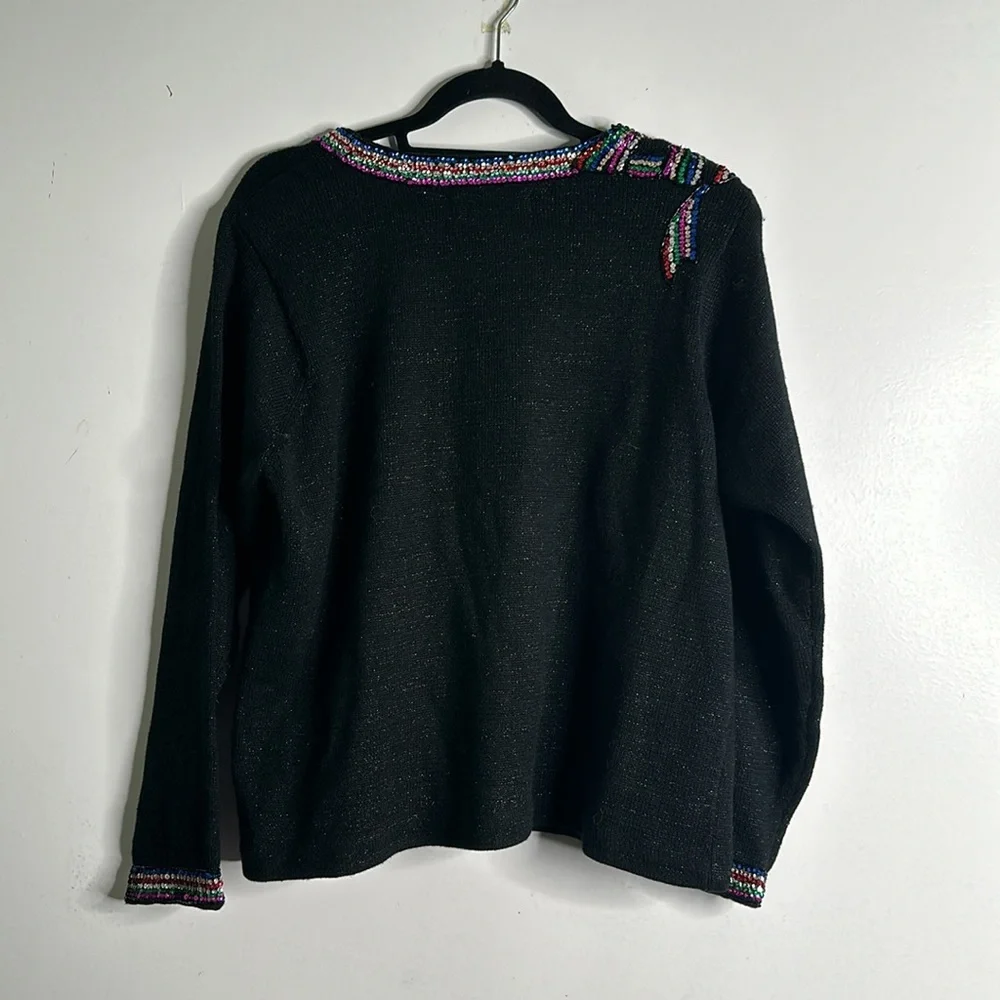 Design options Philip& Jane Gordon black sweater multi sequins vintage size xL